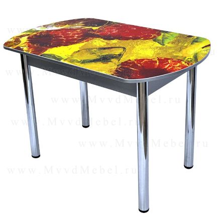 Кухонный стол с фотопечатью Трофи-Европейский рисунок малина, столешница пластиковая