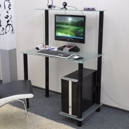 Компьютерный стол на заказ Эдель-KС01 матовый белый / чёрные ноги (ширина от 65 см до 110 см)
