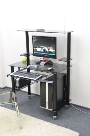 Компьютерный стол на заказ Эдель-KС01 матовый белый / чёрные ноги (ширина от 65 см до 110 см)