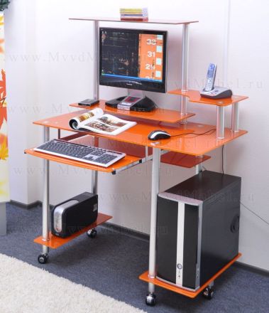 Стеклянный стол D98G6 стекло оранжевое с блёстками (УЦЕНЁННЫЙ!)
