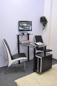Компьютерный стол на заказ Эдель-KС02 серый / чёрные ноги (ширина от 80 см до 100 см)