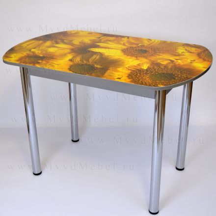 Кухонный стол с фотопечатью Трофи-Европейский рисунок подсолнухи, столешница пластиковая