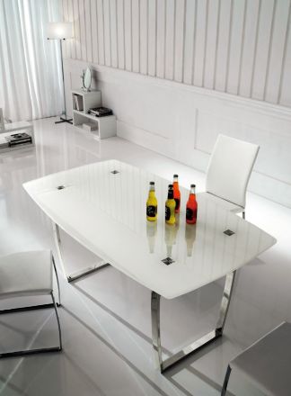 Прямоугольный кухонный стол из стекла А897НL белый