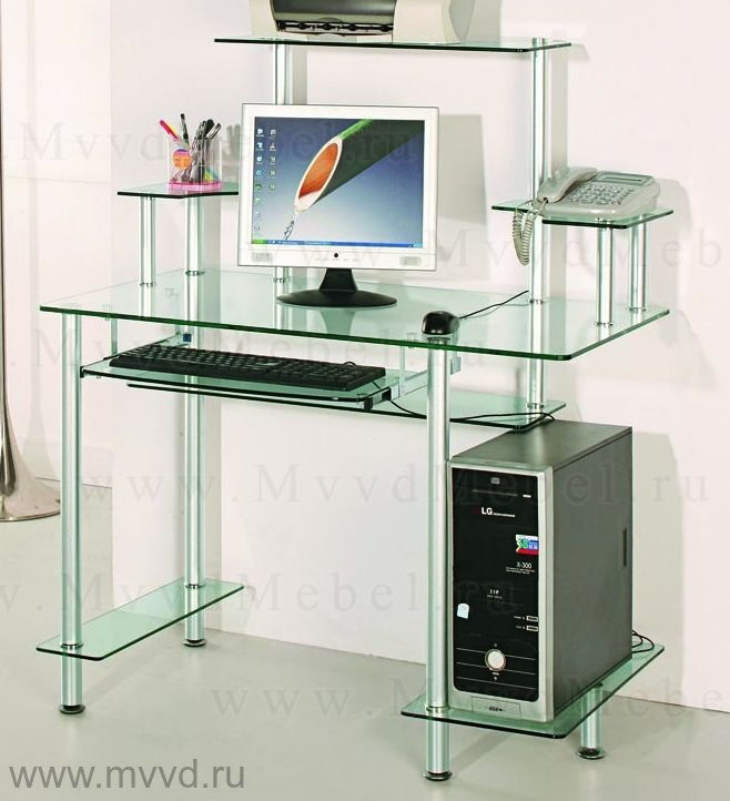 Компьютерный стол D99G1 бесцветное стекло Уценка Самовывоз