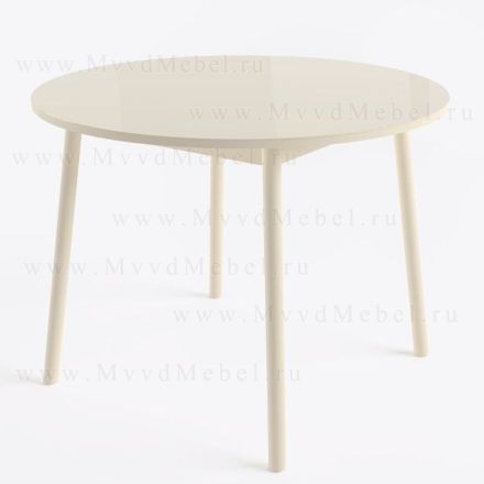 Стол раздвижной RAUND-круглый кремовое стекло, кремовый каркас