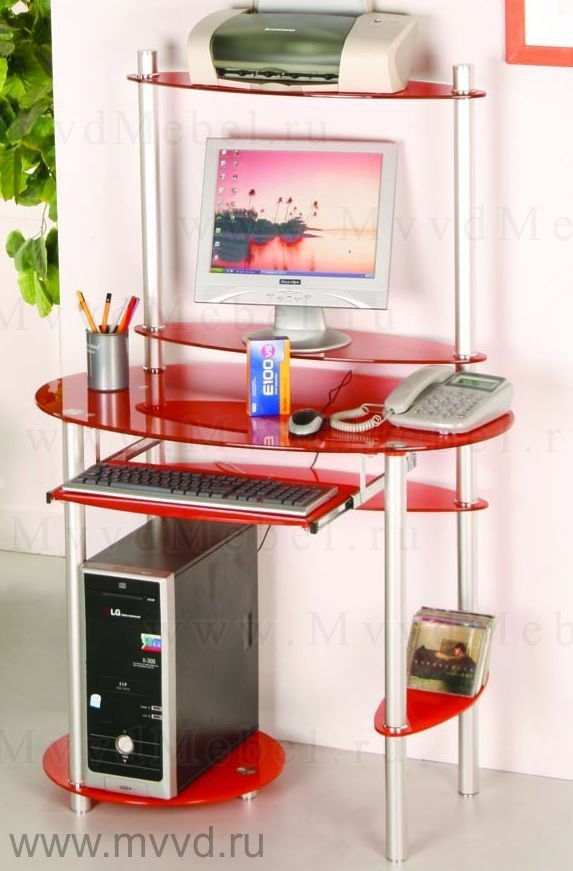Компьютерный стол стеклянный D97G6 стекло оранжевое с блёстками (УЦЕНЁННЫЙ!)