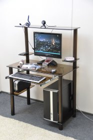 Компьютерный стол на заказ Эдель-KС05k бронза / бронза ноги, с полкой для клавиатуры (ширина от 65 см до 110 см)
