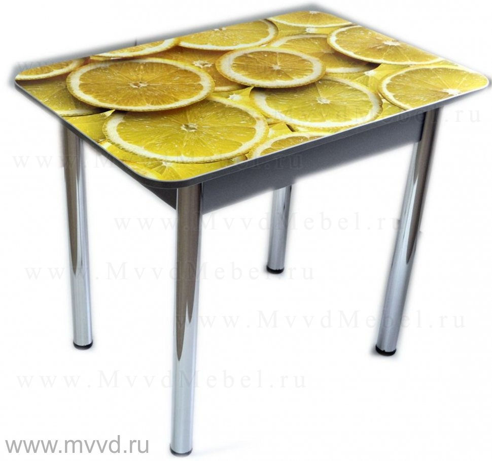 Кухонный стол с фотопечатью Трофи-Прямоугольный-90*60 рисунок лимоны, столешница пластиковая