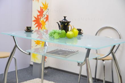 Кухонный стол В2092Н опоры хром, стекло матовое
