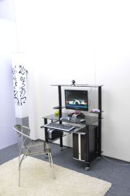 Компьютерный стол на заказ Эдель-KС05k серый / чёрные ноги, с полкой для клавиатуры (ширина от 65 см до 110 см)