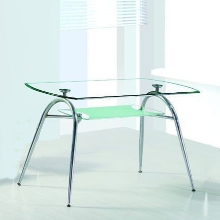 Обеденный стол В2091 прозрачное стекло, опоры хром