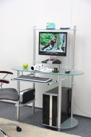 Компьютерный стол стеклянный D97 - 110 см шириной стекло матовое