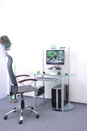 Компьютерный стол стеклянный D97 - 110 см шириной стекло матовое