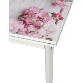 Стол раздвижной 4001 GUL стеклянный с фотопечатью розовая сакура