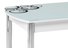 Стеклянный обеденный стол с фотопечатью В-М12 белый