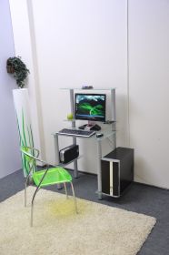 Компьютерный стол на заказ Эдель-КС05 матовый белый / серебро ноги (ширина от 65 см до 75 см)
