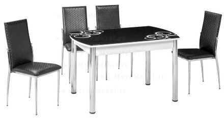 Стеклянный обеденный стол с фотопечатью В-М12 чёрный