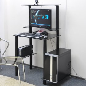Компьютерный стол на заказ Эдель-KС05 серый / чёрные ноги (ширина от 65 см до 75 см)