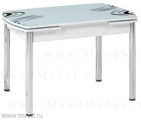 Стеклянный обеденный стол-трансформер с фотопечатью В-М13 белый