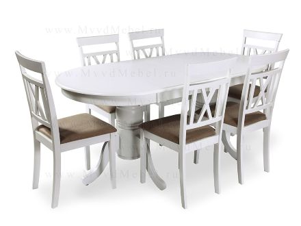 Обеденная группа из Малайзии - стол ES2000 и 6-ть стульев ES2003-5 белые распродажа