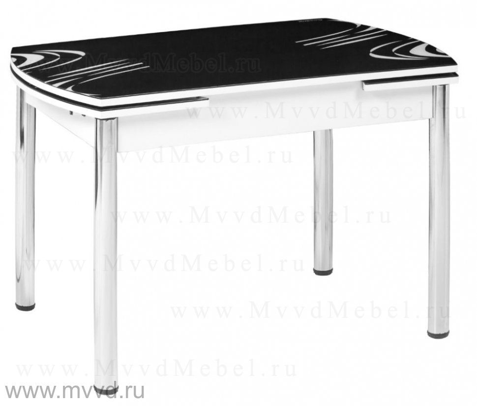 Стеклянный обеденный стол-трансформер с фотопечатью В-М13 чёрный